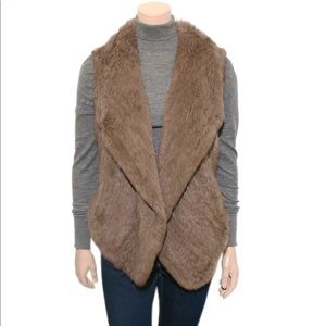 June Knit Rabbit Fur Vest taupe/ size medium